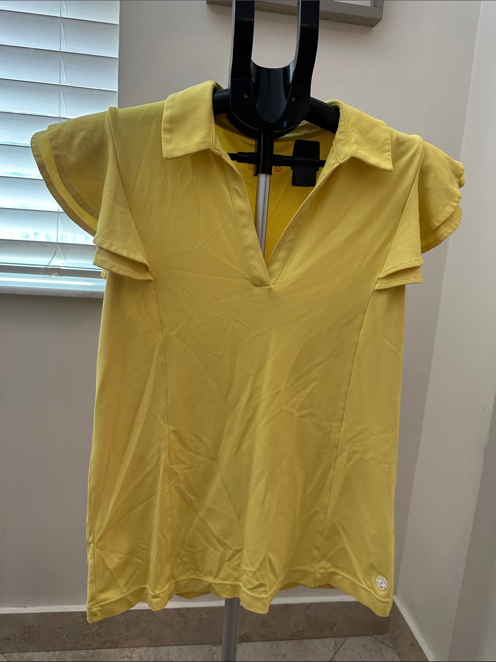 Lilly Pulitzer Yellow Short Sleeve Polo Button Down Top